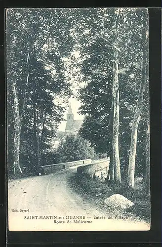 AK Saint-Martin-sur-Ouanne, Entrée du Village, Route de Malicorne