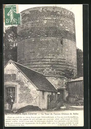 AK Villeneuve-sur-Yonne, La Tour de l`ancien Château de Salles