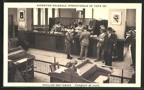 AK Paris, Exposition coloniale internationale 1931, Pavillon des Tabacs, Comptoir de vente