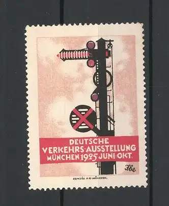 Reklamemarke München, Deutsche Verkehrs-Ausstellung 1925, Messelogo Eisenbahn