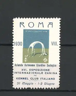 Reklamemarke Roma, XVI. Esposizione Internazionale Canina del Kennel Club Italiano 1913, Messelogo Figur