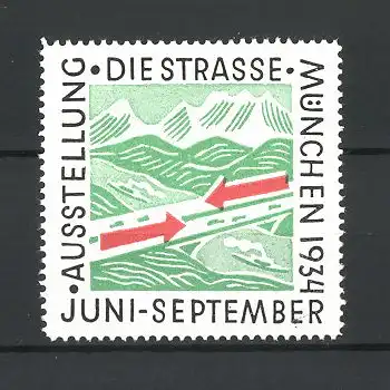 Reklamemarke München, Ausstellung Die Strasse 1934, Gebirgsstrasse