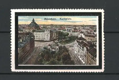 Reklamemarke München, Karlsplatz aus der Vogelschau