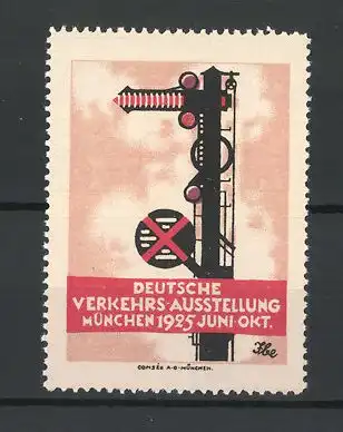 Reklamemarke München, Deutsche Verkehrs-Ausstellung 1925, Messelogo Eisenbahn