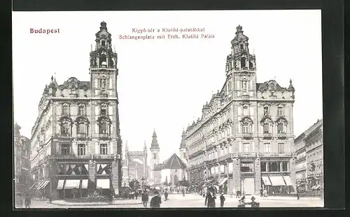 AK Budapest, Schlangenplatz mit Erzh. Klotild Palais