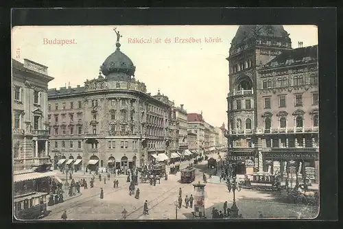AK Budapest, Rakoczi ut es Erzsebet körut