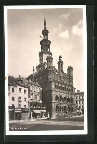 AK Posen / Poznan, Rathaus mit Geschäftshaus L. Krause