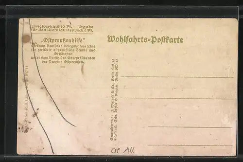 AK Ortelsburg, Markt auf offener Strasse, Zerstörte Häuser