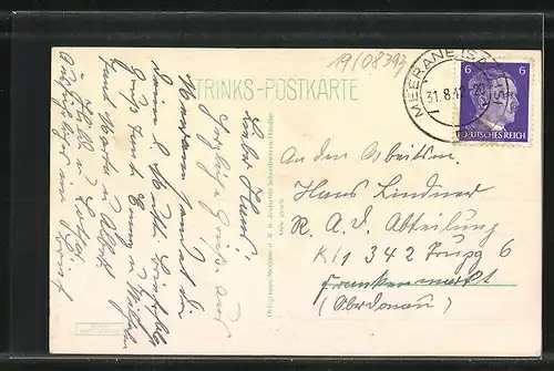 AK Meerane i. Sa., Poststrasse mit Passanten