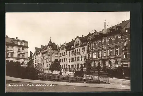 AK Reichenbach i. Vogtl., Weinholdstrasse mit Bäumen