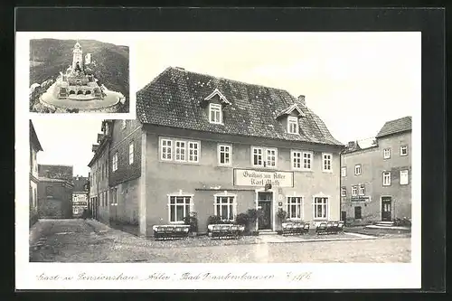 AK Bad Frankenhausen /Kyffh., Gast- und Pensionshaus Adler, Denkmal