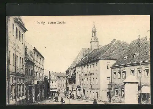 AK Penig, Hotel Stadt Leipzig, Luther-Strasse