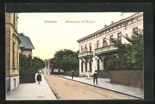 AK Cuxhaven, Marienstrasse mit Kurhotel