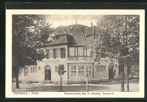 AK Rotenburg i. Hann., Bahnhofs-Hotel E. Mensing