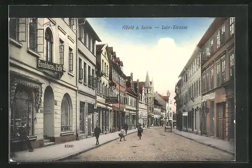 AK Alfeld a. Leine, Lein-Strasse, Kolonialwaren Robert Brauer Nacht