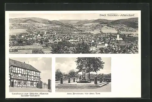 AK Bad Sooden-Allendorf, Gasthaus zur Steintor-Klause, am Brunnen vor dem Tore