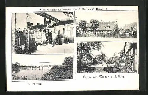 AK Winsen /Aller, Niedersächsisches Bauernhaus d. Herren S. Reinhold, Allerbrücke