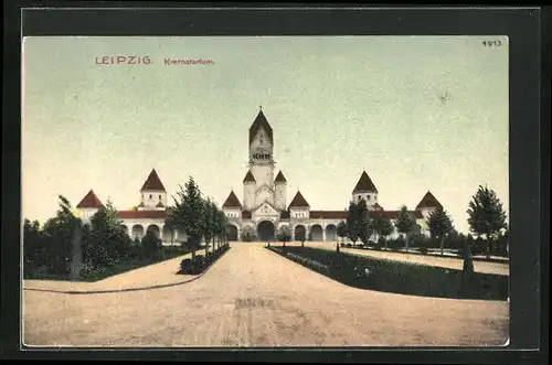 AK Leipzig, Blick zum Krematorium