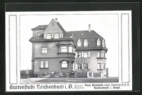 AK Reichenbach i. D., Blick auf das neu erbaute Haus, geb. von Paul Reinhold