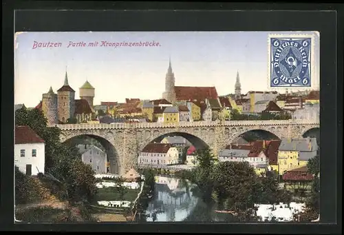 AK Bautzen, Partie mit Kronprinzenbrücke