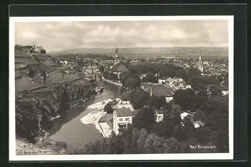 AK Bad Kreuznach, Ortsansicht aus der Vogelschau