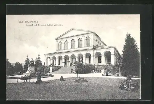 AK Bad Brückenau, Kursaal mit Denkmal König Ludwig I.