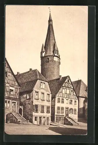 AK Ottweiler, Ortspartie mit altem Turm
