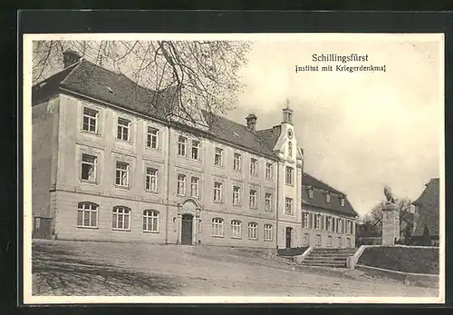 AK Schillingsfürst, Institut mit Kriegerdenkmal