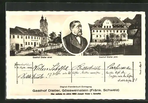 AK Gössweinstein /Fränk. Schweiz, Gasthof Distler, Bes. Heinrich Hessler