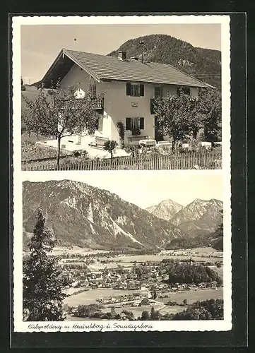 AK Ruhpolding, Hotel-Pension Alpenglühn, Ortsansicht