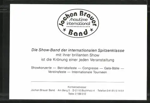 AK Musiker der Jochen Brauer Band in Anzügen, Autogramm