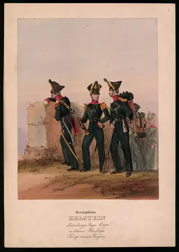 Lithographie Herzoghtum Holstein, altkoloriert, montiert, aus Eckert & Monten um 1840 Vorzugsausgabe, 35 x 25cm