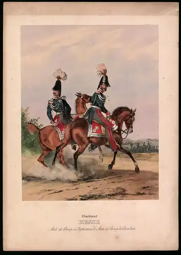 Lithographie Electorat Hesse, altkoloriert, montiert, aus Eckert & Monten um 1840 Vorzugsausgabe, 36 x 26cm