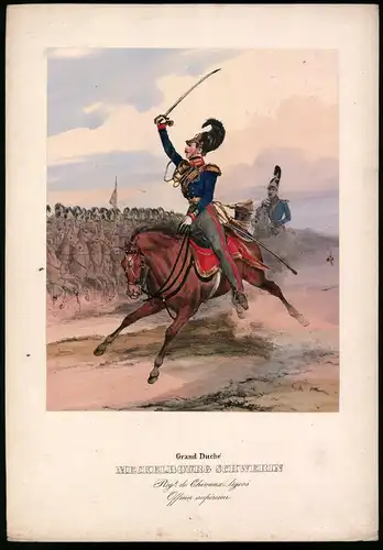 Lithographie Grand Duché Meckelbourg Schwerin, altkoloriert, montiert, aus Eckert & Monten um 1840 Vorzugsausgabe