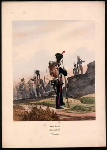 Lithographie Grand Duché Bade, Pioniers, altkoloriert, montiert, aus Eckert & Monten um 1840 Vorzugsausgabe, 36 x 26cm