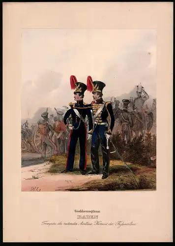 Lithographie Grossherzogthum Baden, altkoloriert, montiert, aus Eckert & Monten um 1840 Vorzugsausgabe, 36 x 26cm
