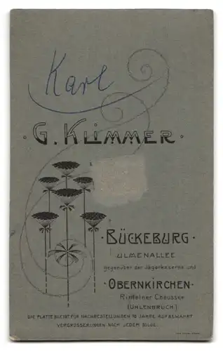 Fotografie G. Klimmer, Bückeburg, Ulmenallee, Portrait Soldat in Uniform mit Schützenschnur