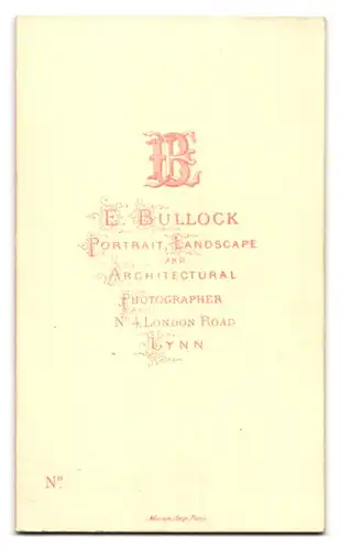 Fotografie E. Bullock, Lynn, 4 London Road, Herr im feinen Zwirn