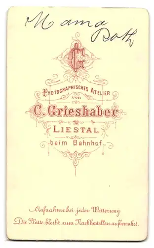 Fotografie C. Grieshaber, Liestal, Portrait junge Dame in modischer Kleidung