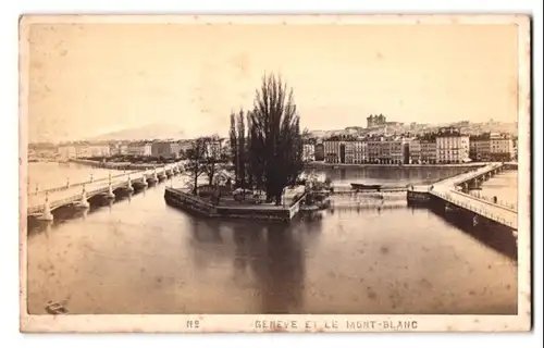 Fotografie Garcin, Geneve, Ansicht Genf, Blick zum Ort mit Mont-Blanc