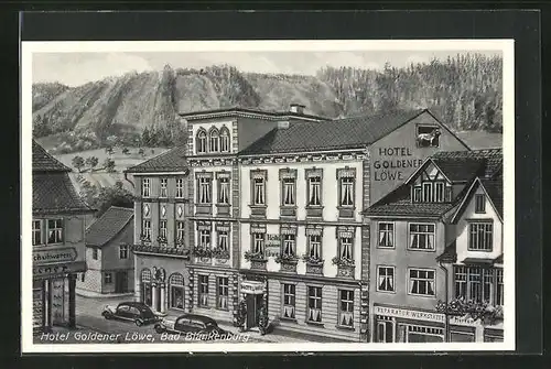 Künstler-AK Bad Blankenburg, Hotel Goldener Löwe