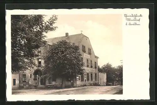 AK Ullersdorf, Gasthof Schmiedeschänke, Landpoststempel