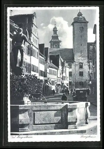 AK Bad Mergentheim, Partie an der Burgstrasse mit Kirchturm