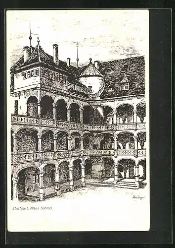 Künstler-AK Stuttgart, Altes Schloss