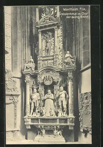 AK Wertheim a. M., Grabdenkmal im Chor der evang. Kirche