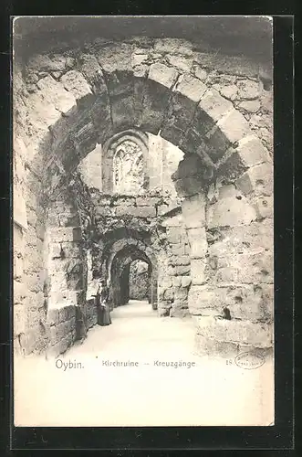 AK Oybin, Kirchruine und Kreuzgänge