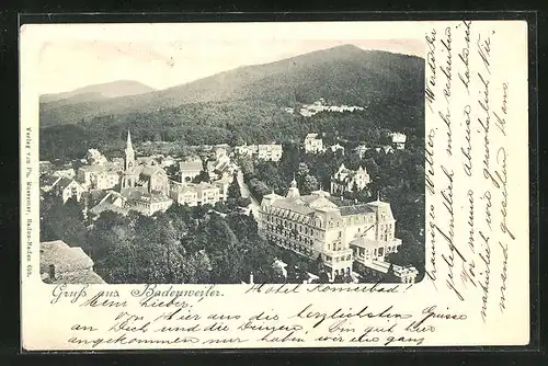 AK Badenweiler, Gesamtansicht mit Hotel und Kirche