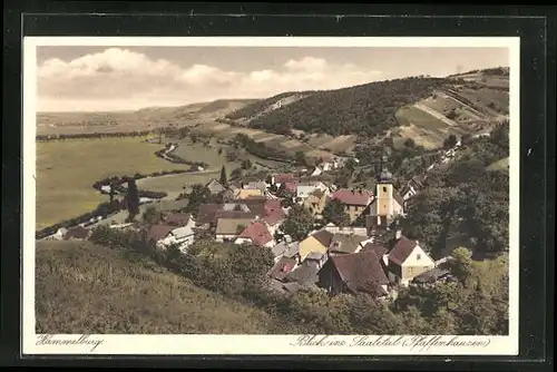 AK Hammelburg, Blick ins Saaltal, Ortsansicht