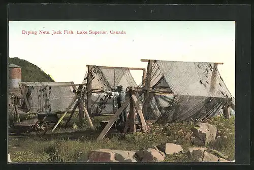 AK Canada, Lake Superior, Drying Nets, Jack Fish, Fischerei