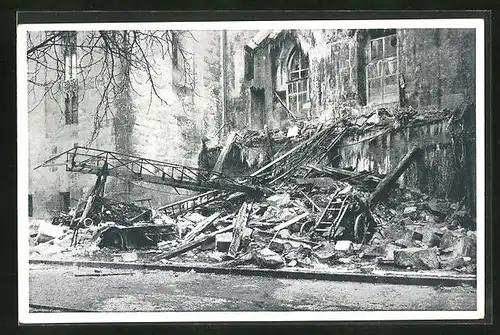 AK Stuttgart, Brandkatastrophe 1931, Zerstörtes Haus